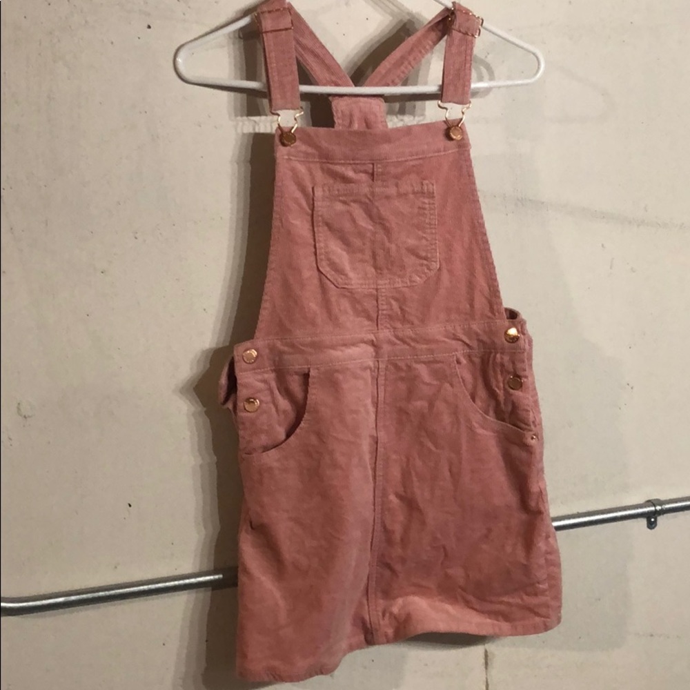 pink corduroy overall skirt